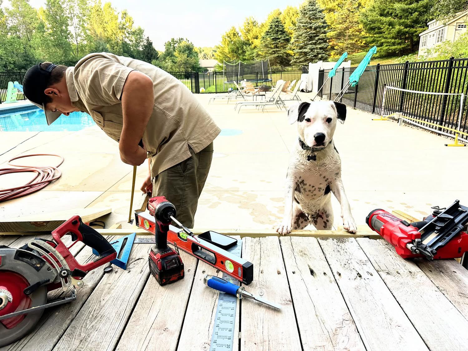 ACC crew member repairing a deck
